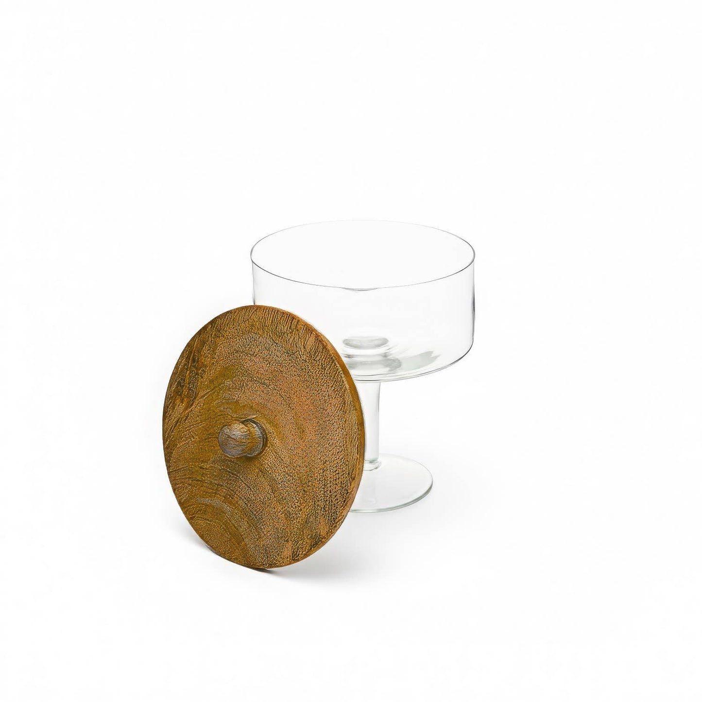 Sm. Pedestal Glass Jar with Wood Top
