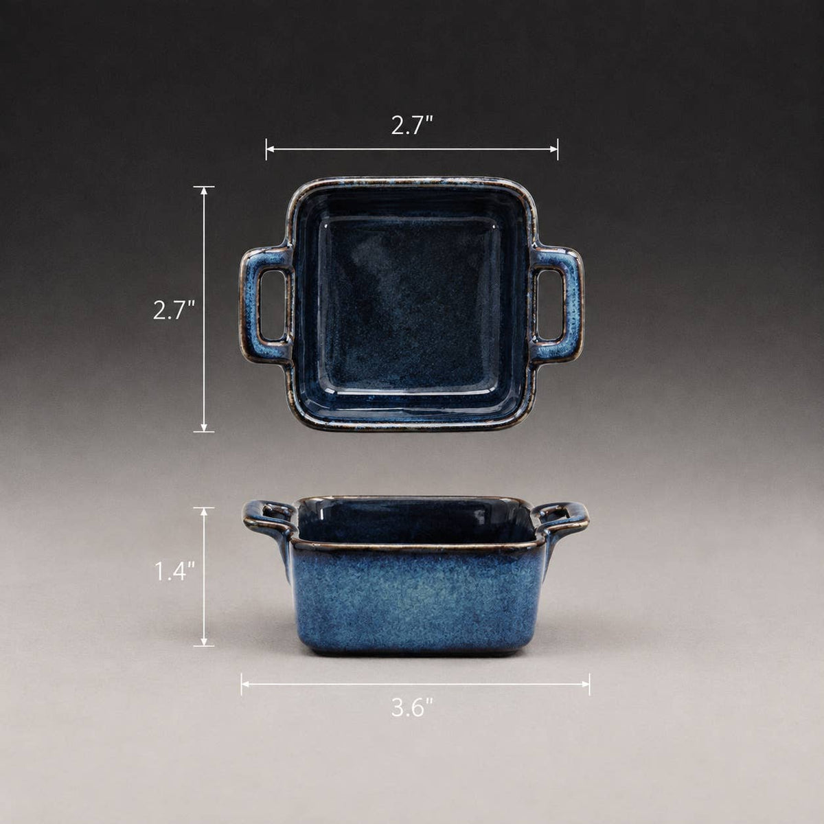 Reactive Glaze Square Ceramic Dish with Handles