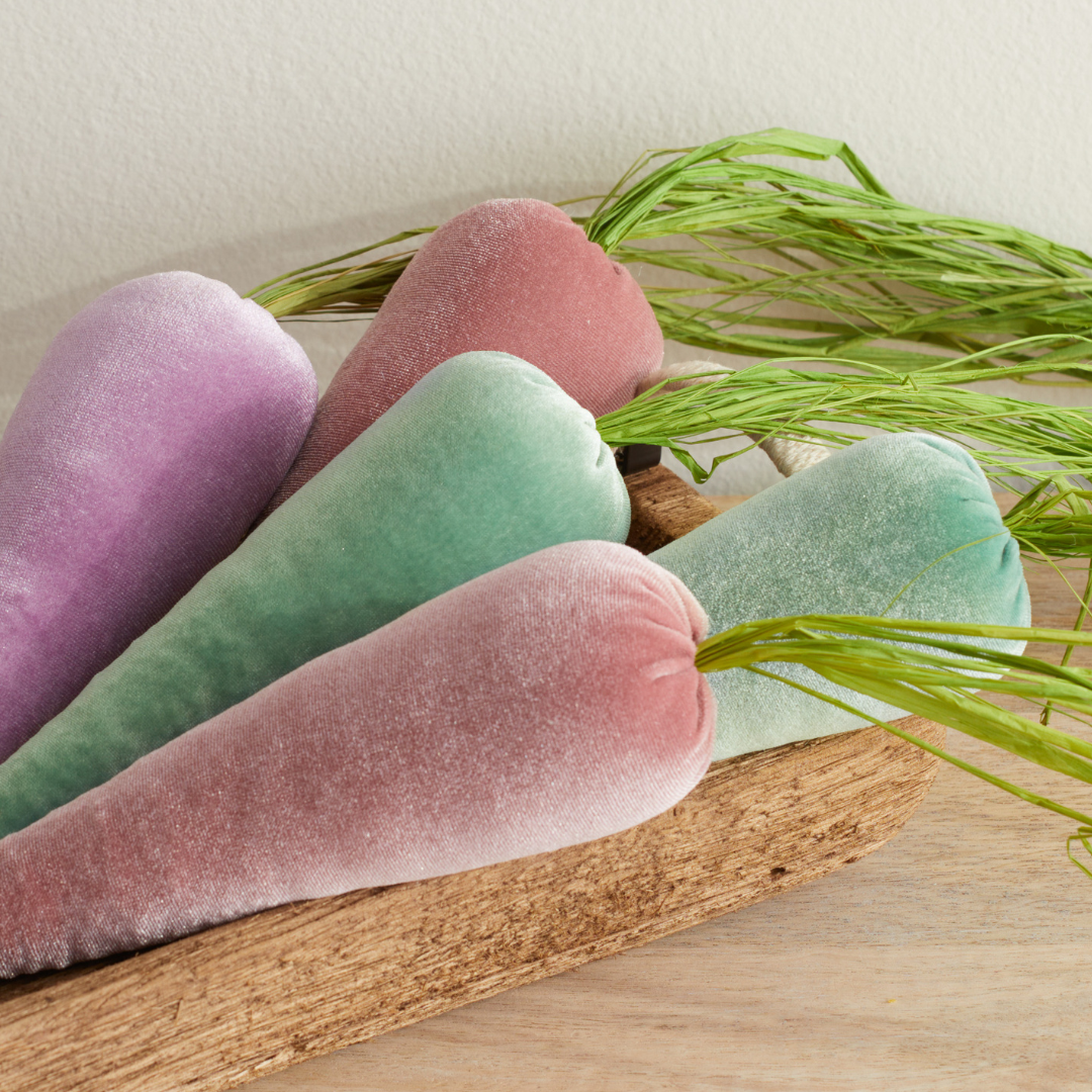 Lush Velvet Carrots Spring Basket Decor, Unique Wall Hanging