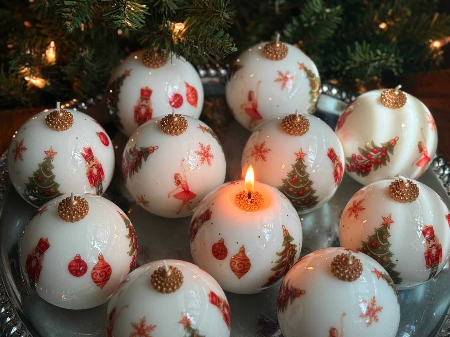 Vintage Style Christmas Candle Ornament: Holiday candle