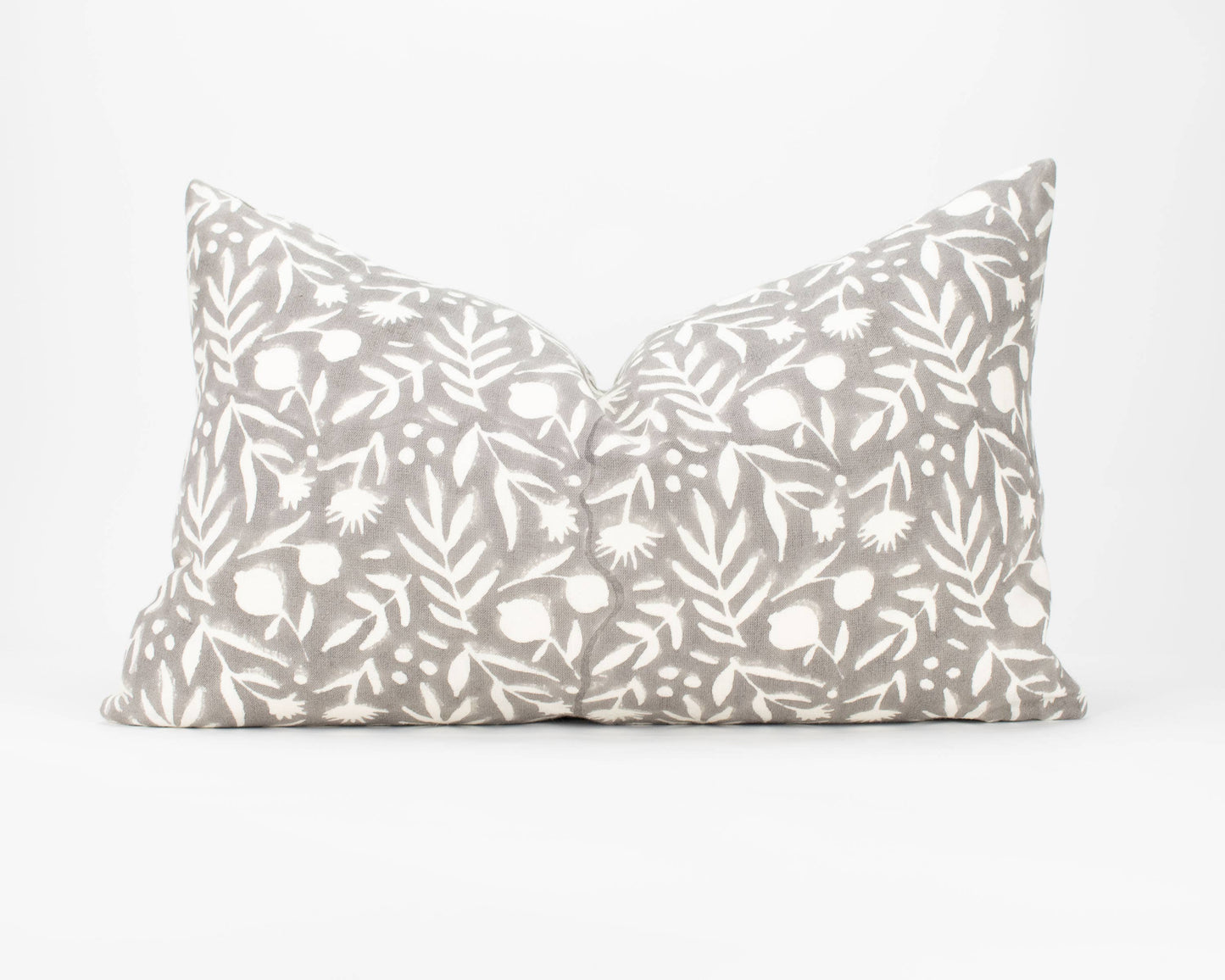 Aja Floral Block Print Pillow - Feather Gray