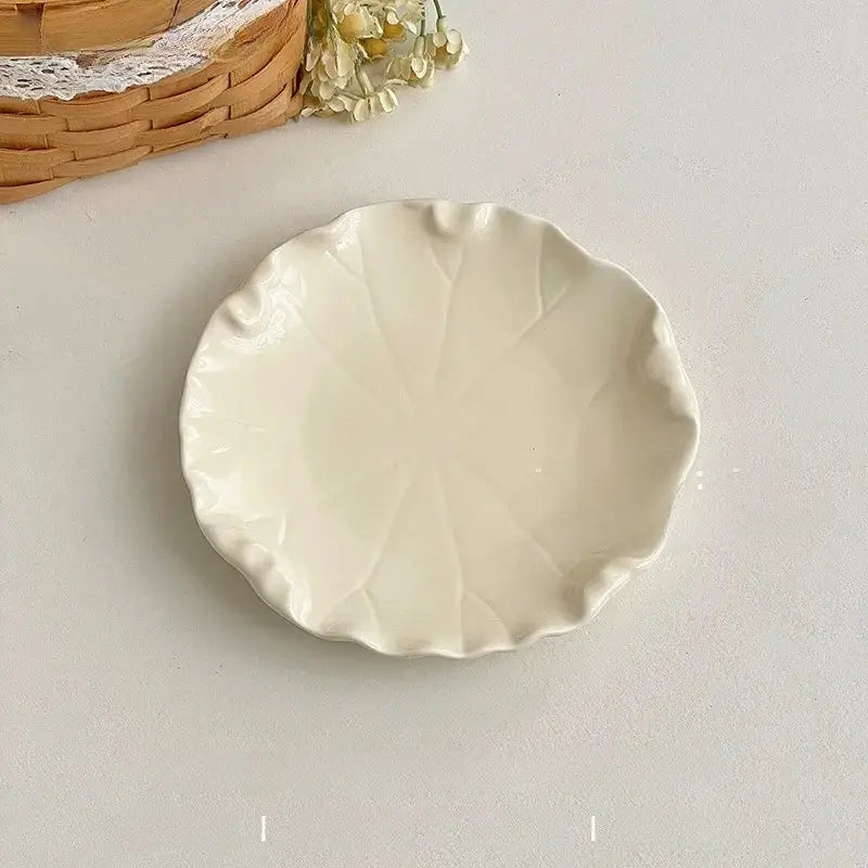 Elegant 6" Ceramic Leaf Dessert & Appetizer Plate (4 colors)