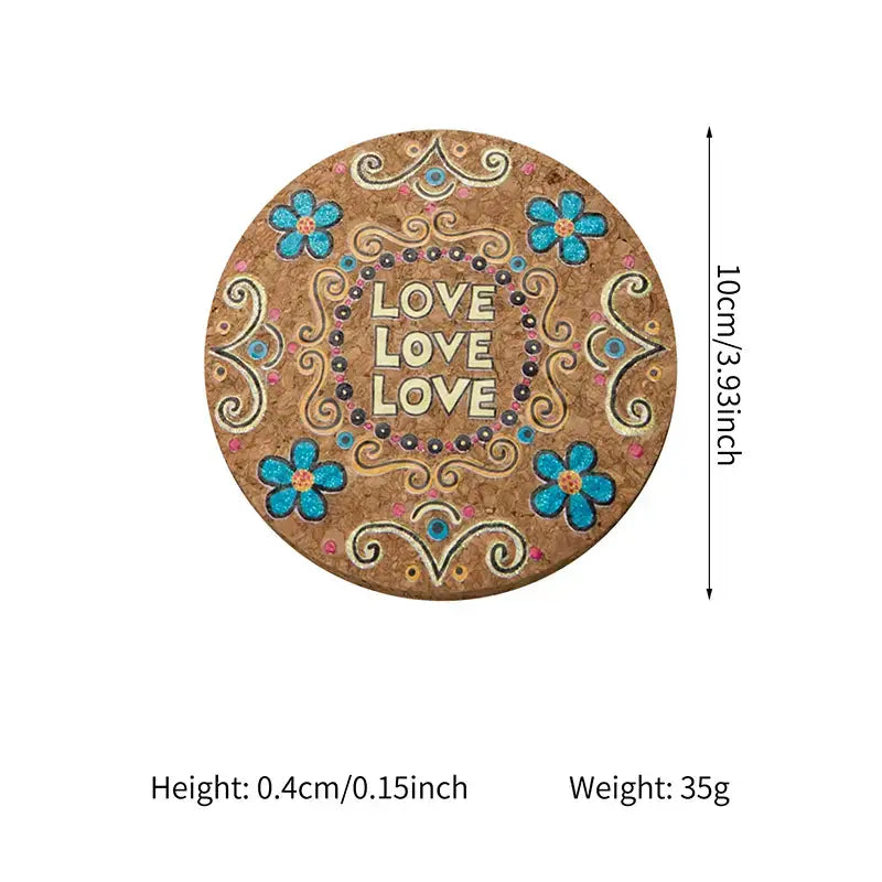 4 Pc Natural Colored Cork Coasters, Reusable Heat Resistant