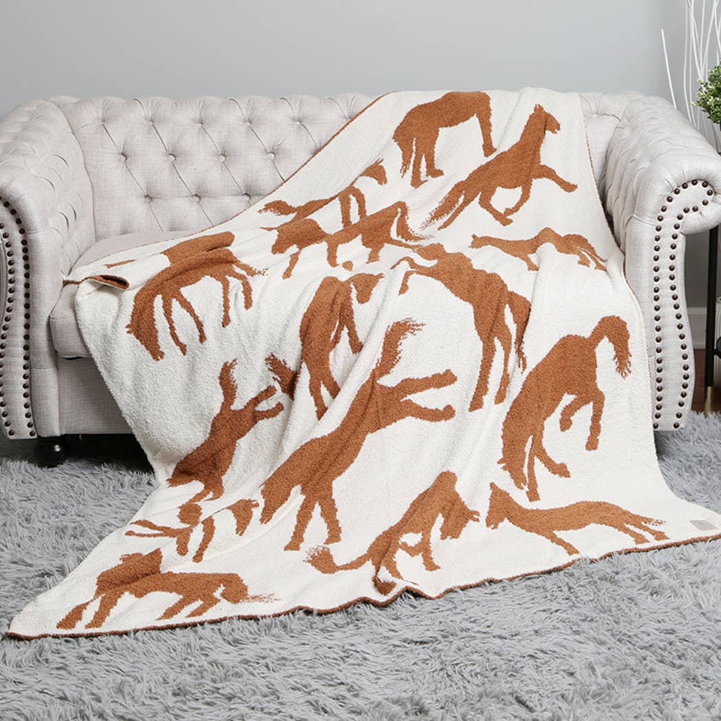 Butterfly OR Horse Print Cozy Soft Throw Blanket