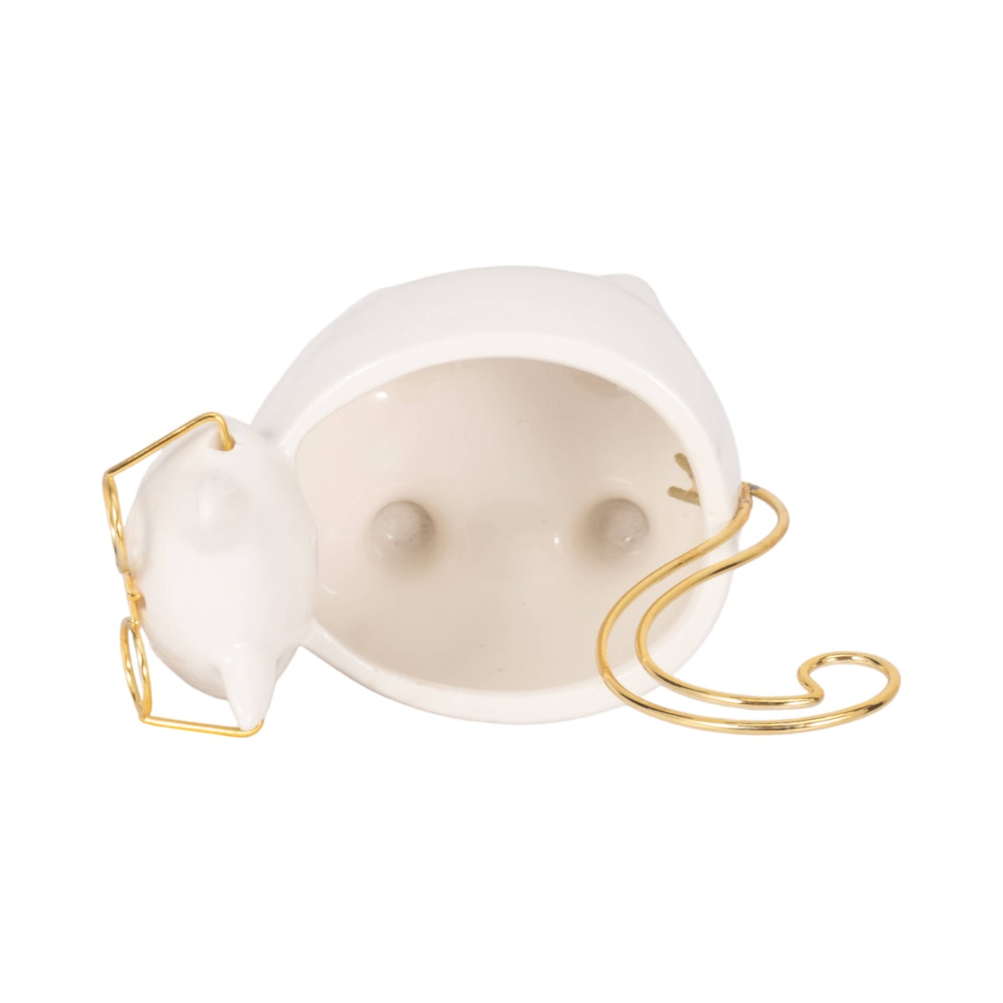 Ceramic Boho Novelty Cat Trinket Tray - White/Gold, 6 in.