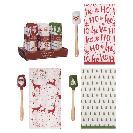Rubber 12.2" Christmas Spatula Tea Towel Gift Set 12