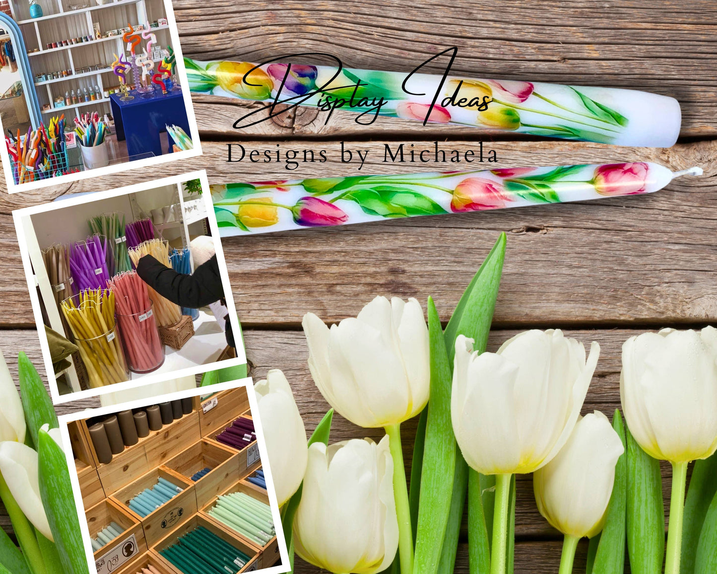 Spring Tulips Taper Candles for Home Decor and Gifts