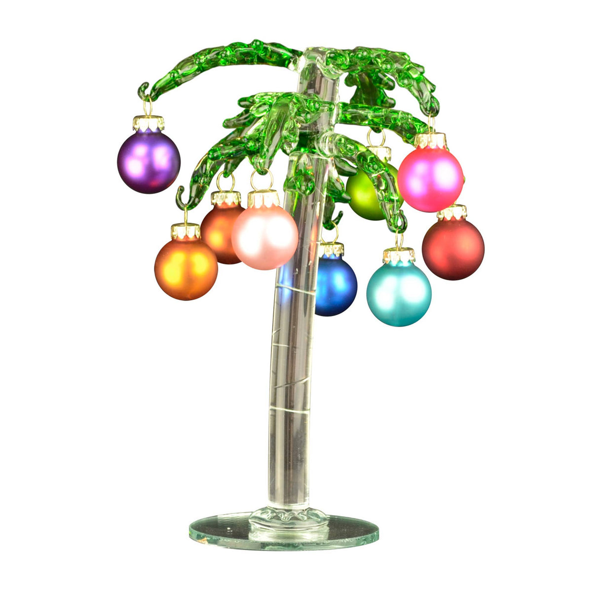 Mini Glass Palm Tree w/ Assorted Ornaments