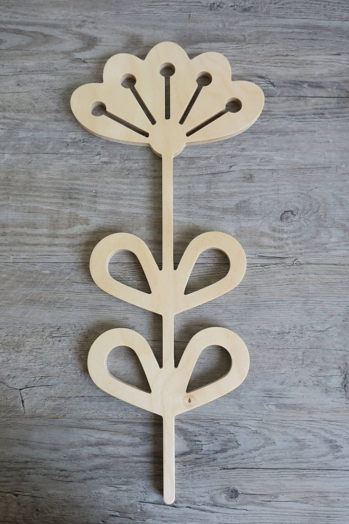 Large wooden Scandinavian folk art flowers wall decor