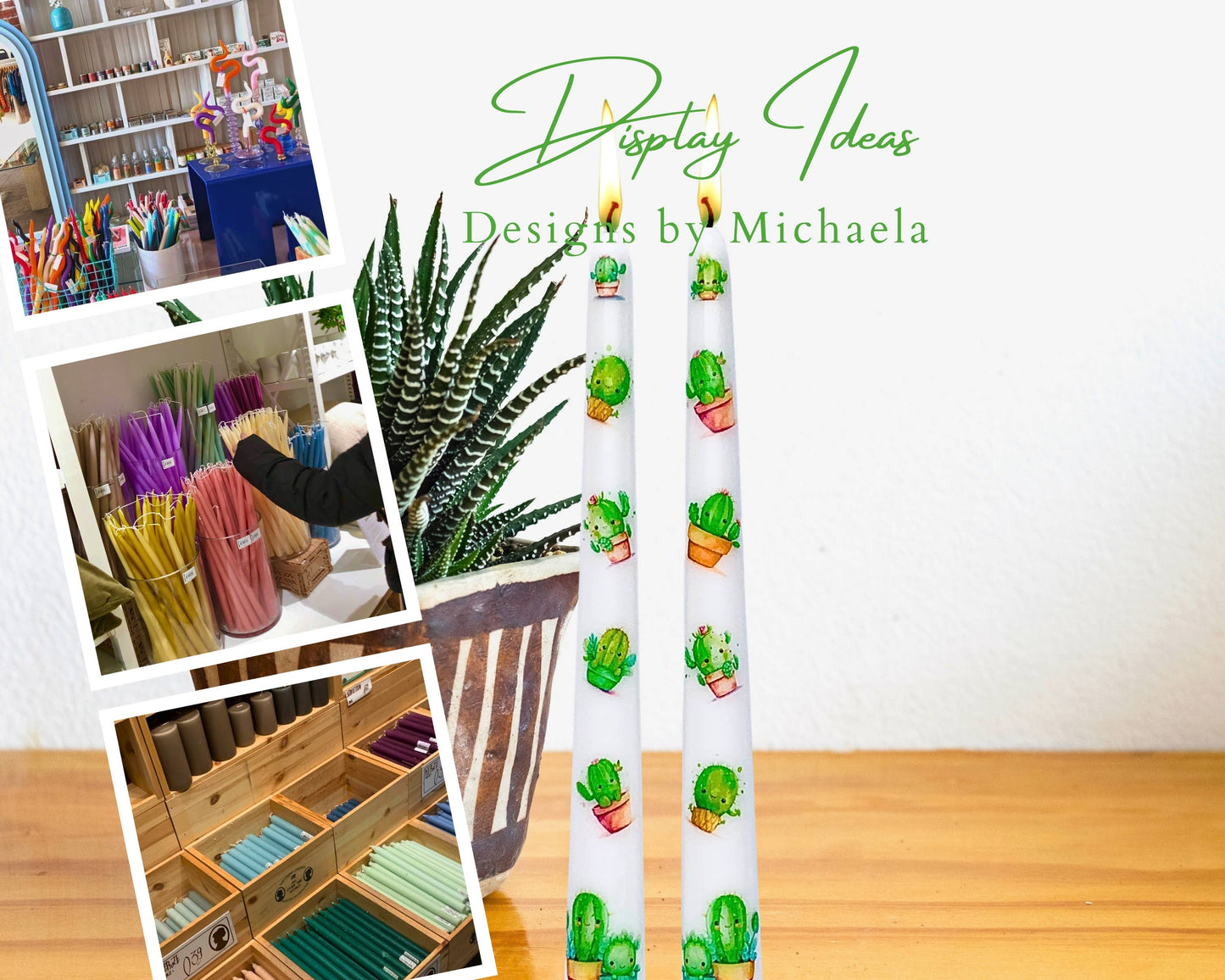 Southwest Succulent Taper Candles Home Decor and Gifts