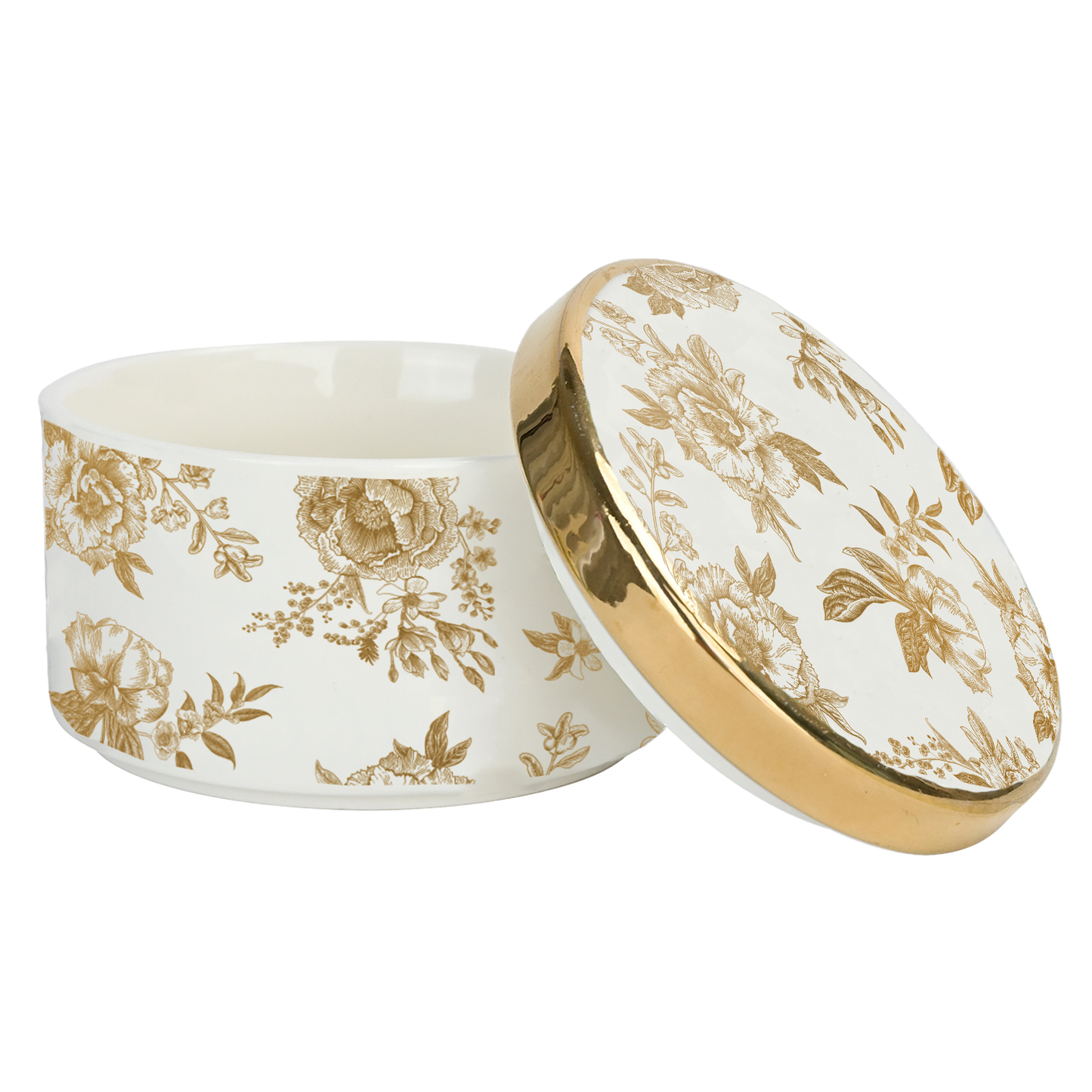 Gold Delft Trinket Dish with Lid - Home Decor & Gifts