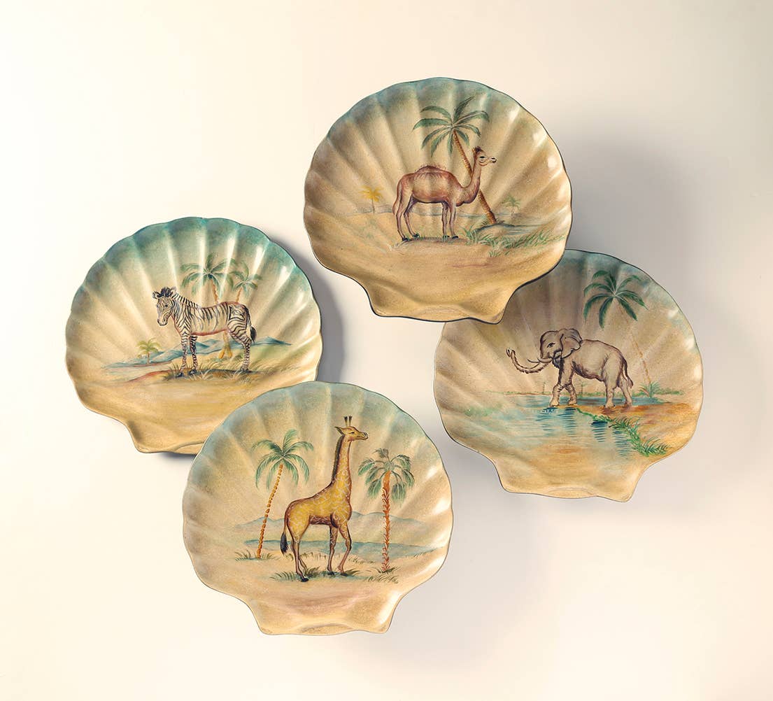 Plate Set of 4 - Seashell Design