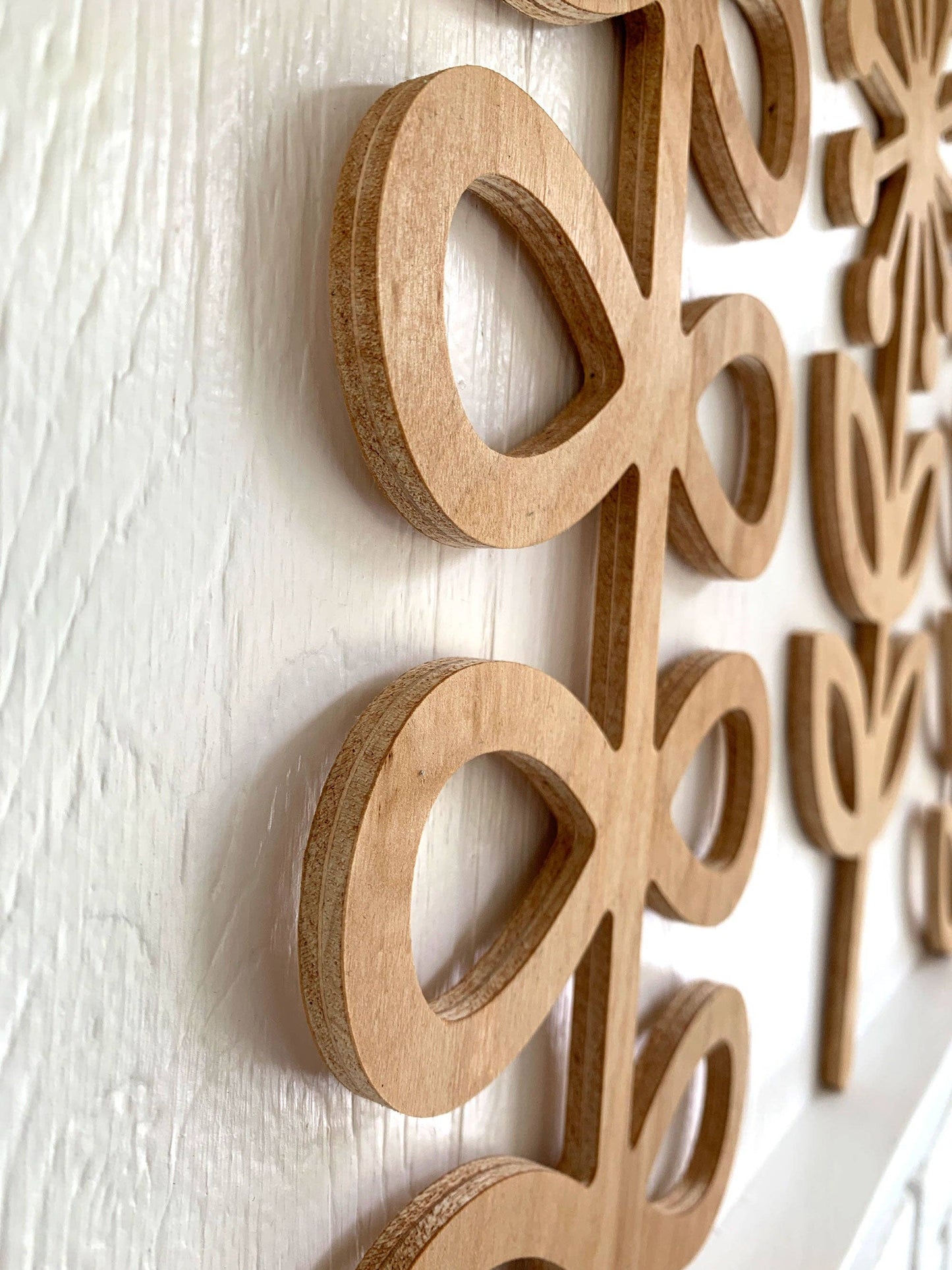 Large wooden Scandinavian folk art flowers wall decor