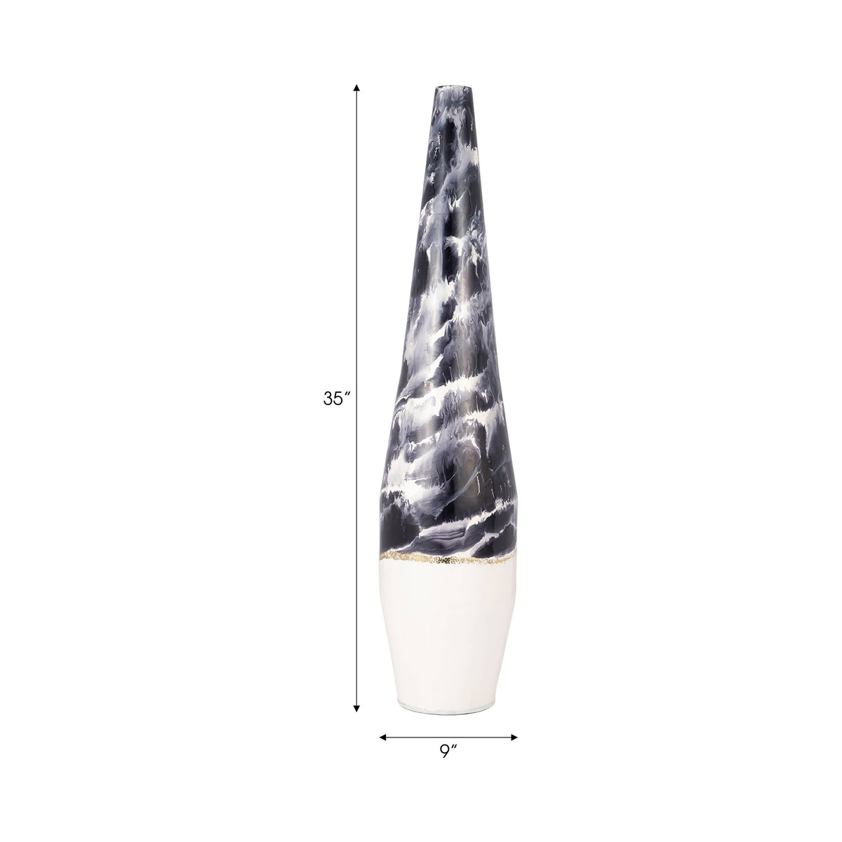 Decorative Vase - Blue/Ivory Metal Tapered Neptune, 35 in.