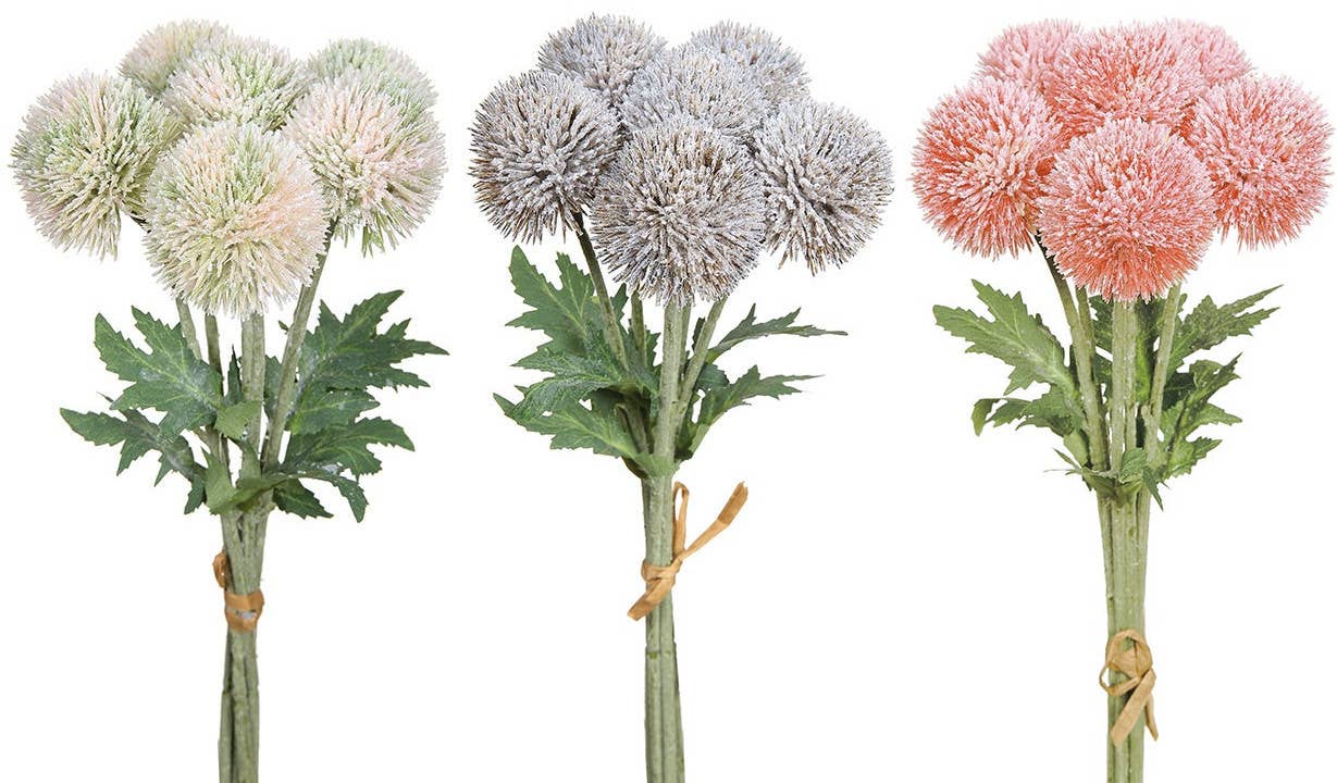 Artificial Globe Thistle Flower Bundle - 3 color options