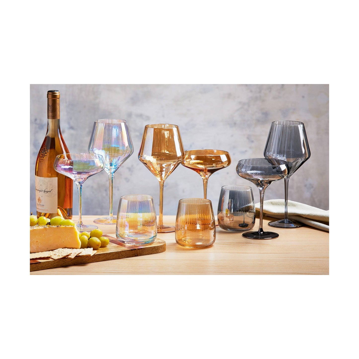 Chelsea Iridescent Optic Stemless Wine Glass Clear