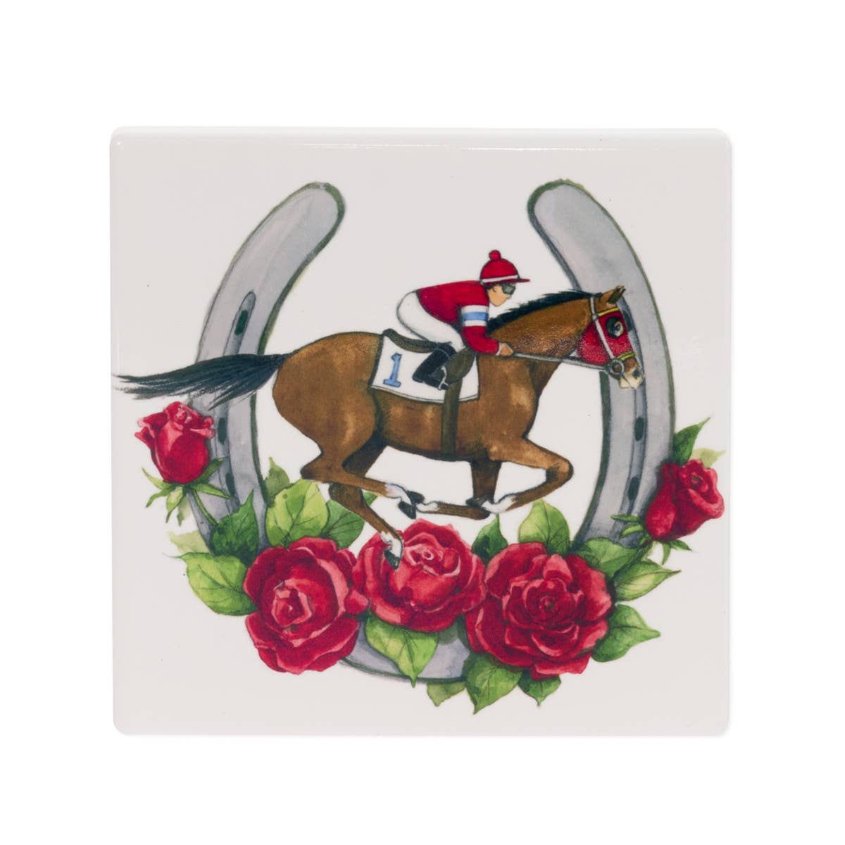 8" Derby Jockey Ceramic Trivet