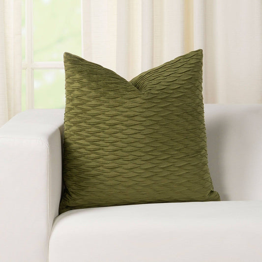 Siscovers Fluctuate Olive Pleated Velvet Throw Pillow
