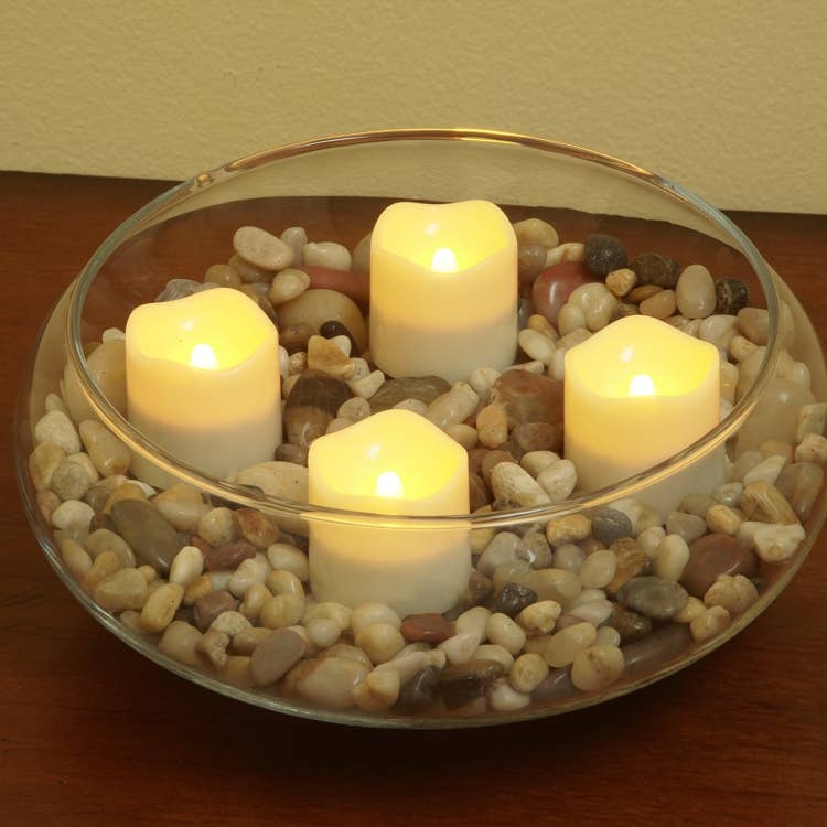 Flameless Resin LED Tea Light Candles with Timer 4-Pack