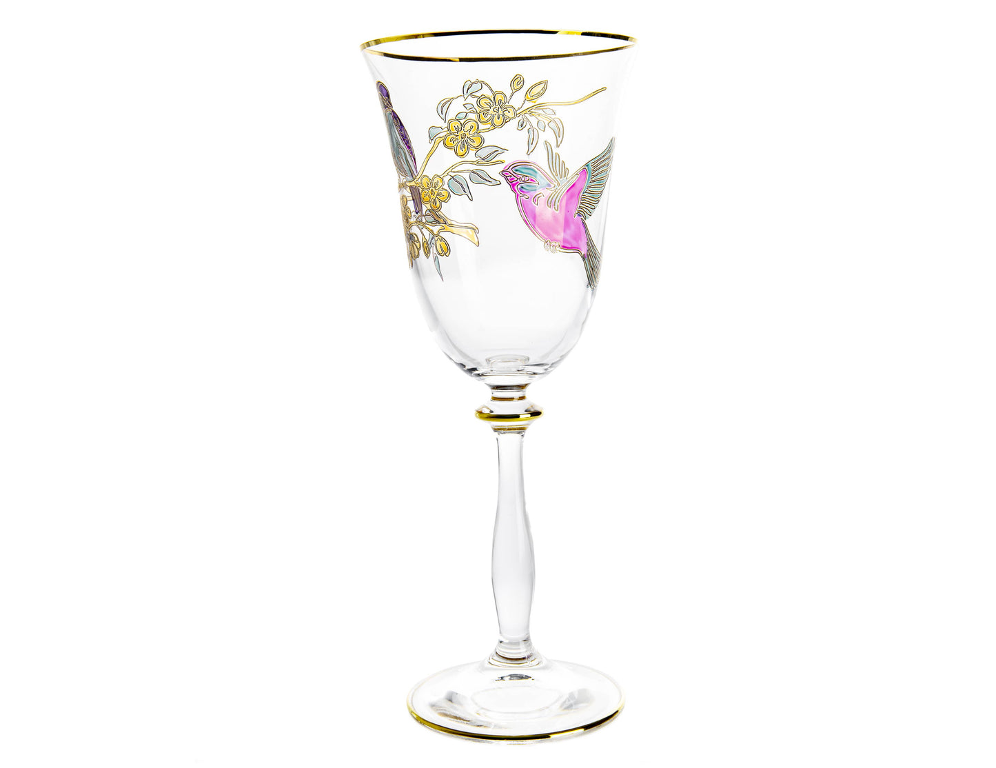 Set of 4 Glasses with Bird Design