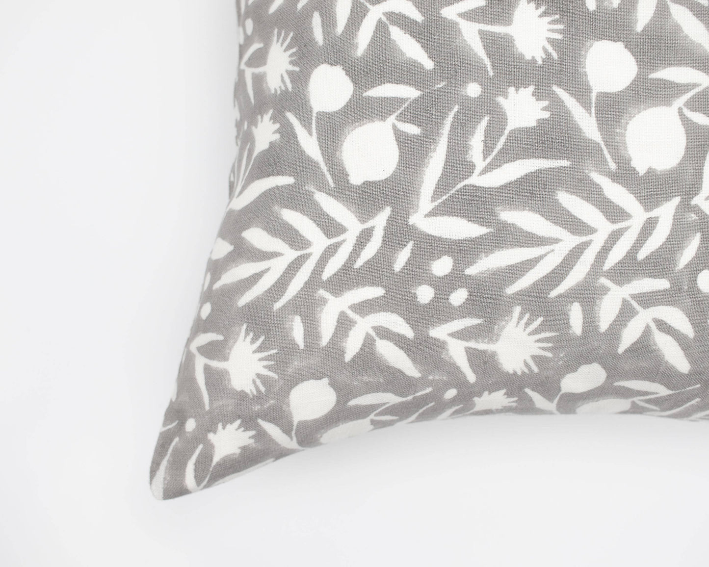 Aja Floral Block Print Pillow - Feather Gray
