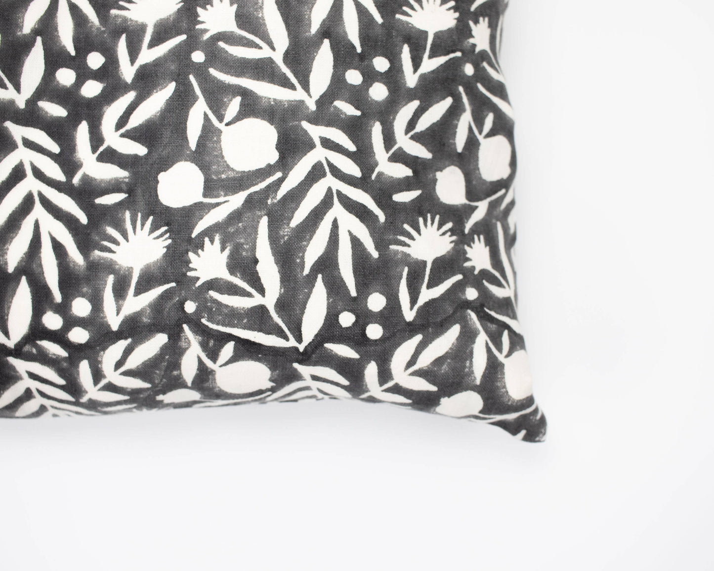 Aja Floral Block Print Pillow - Faded Black