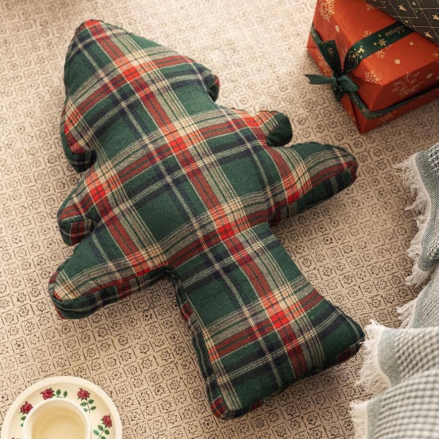 Tartan Plaid Christmas Tree Shaped 18"x24" Filled Pillow