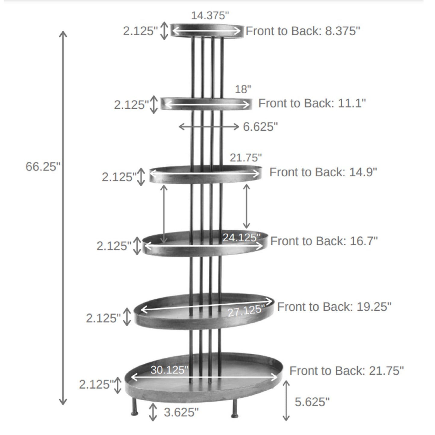 Metal 6 Tier Oval Display Tower