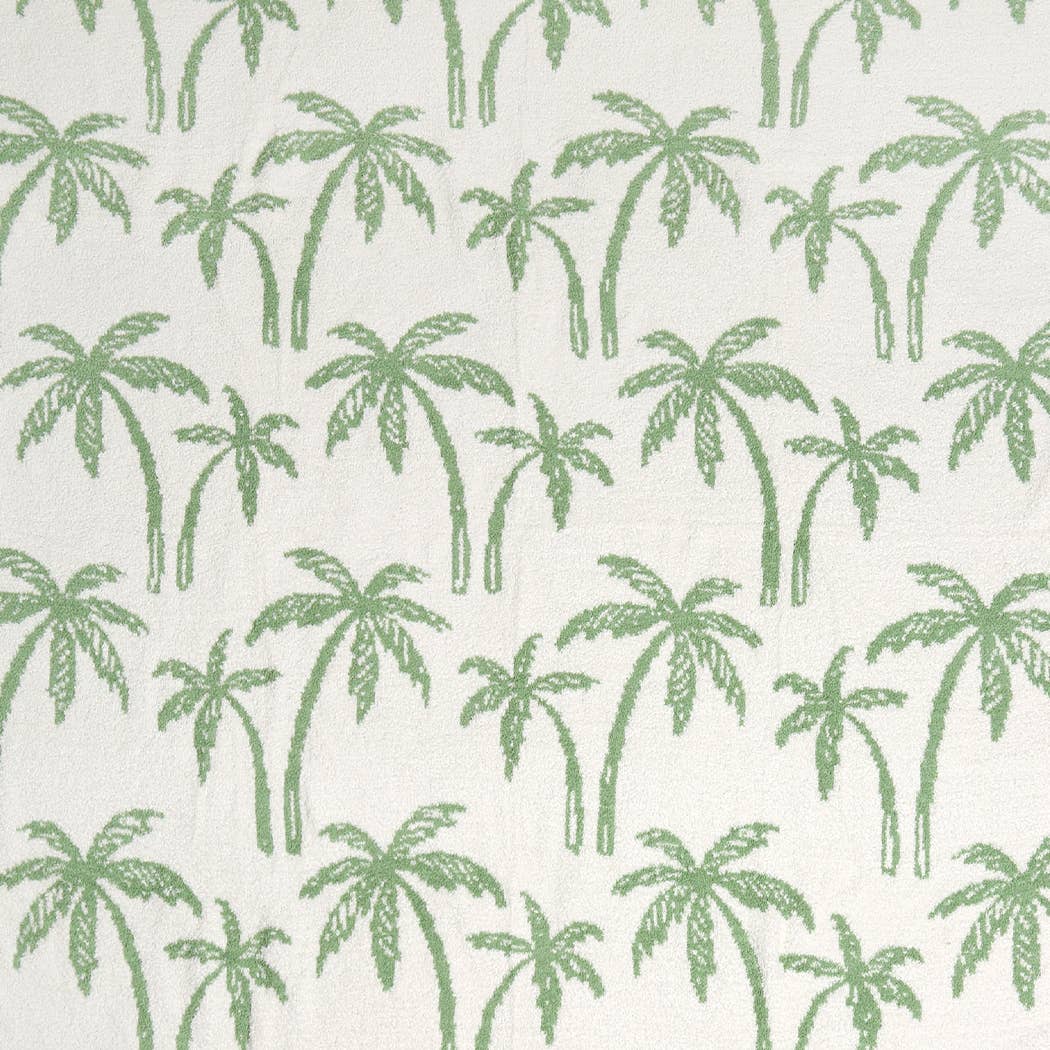 Palm Tree Pattern Sherpa Throw Blanket