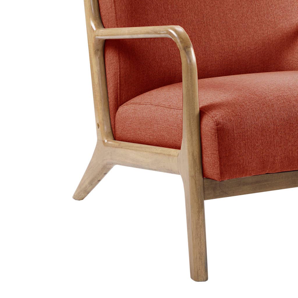 Scandinavian Elm Wood Spice Red Lounge Chair *