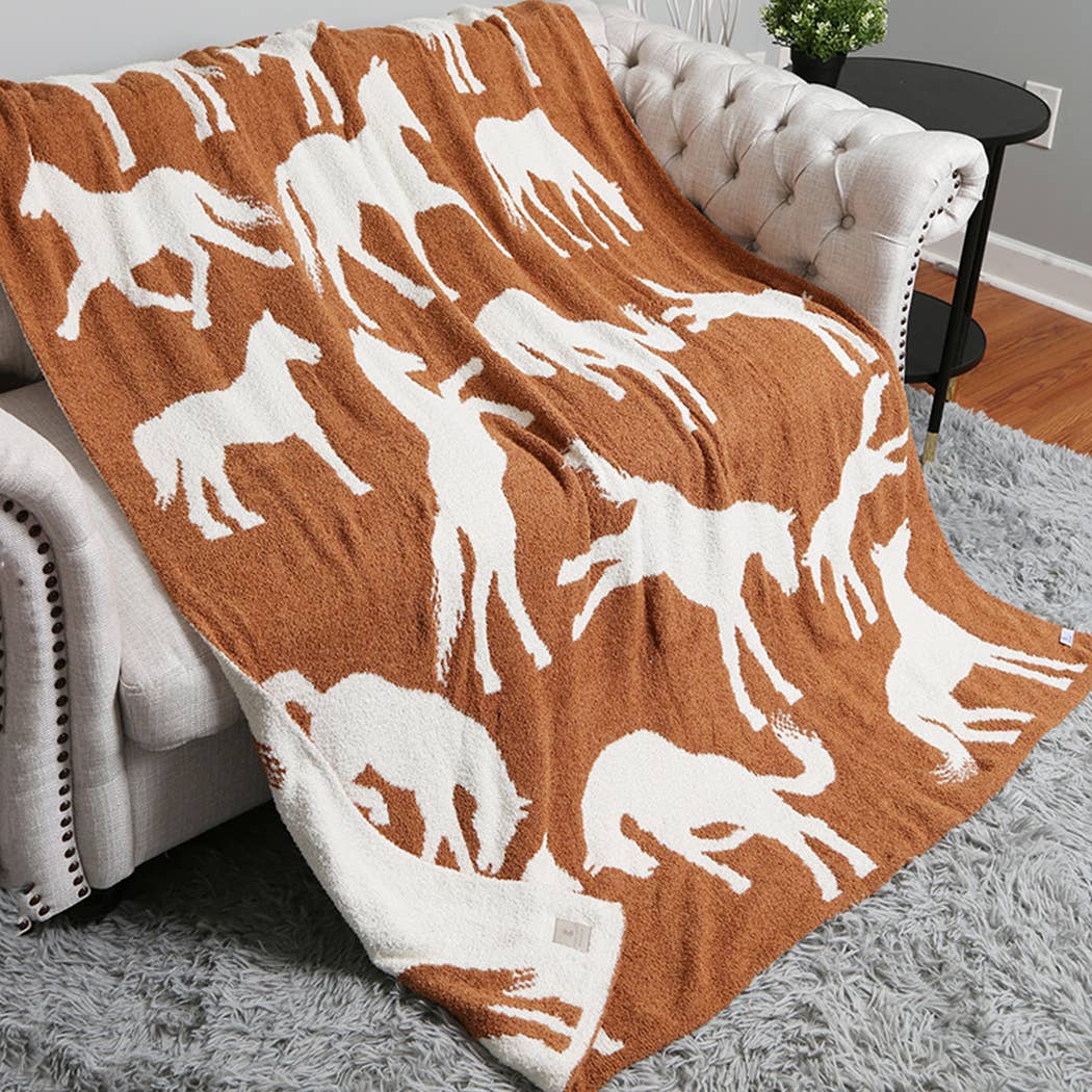 Butterfly OR Horse Print Cozy Soft Throw Blanket
