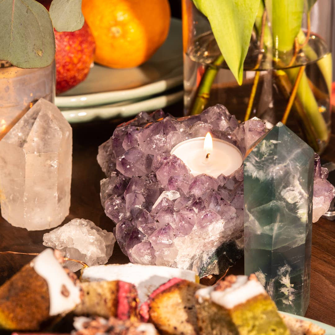Amethyst Candle Holders - Crafted in Brazil