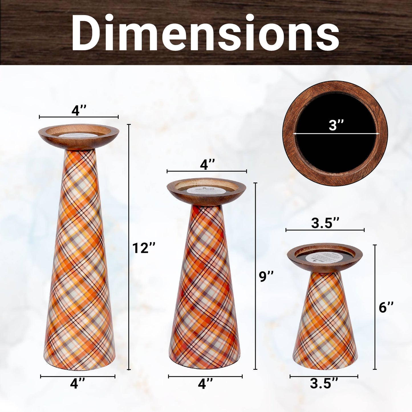 Plaid Candle Holder Set of 3