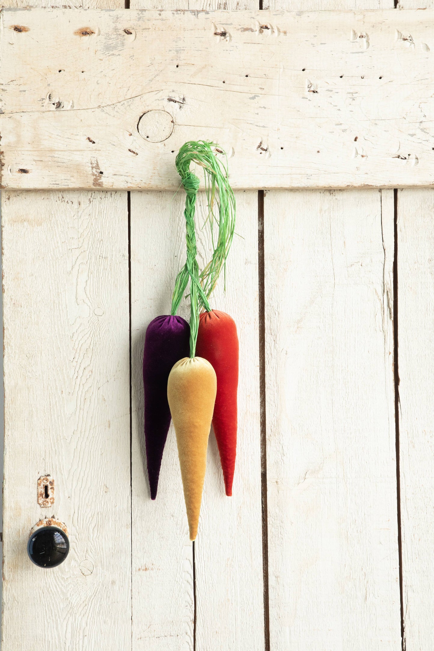 Lush Velvet Carrots Spring Basket Decor, Unique Wall Hanging