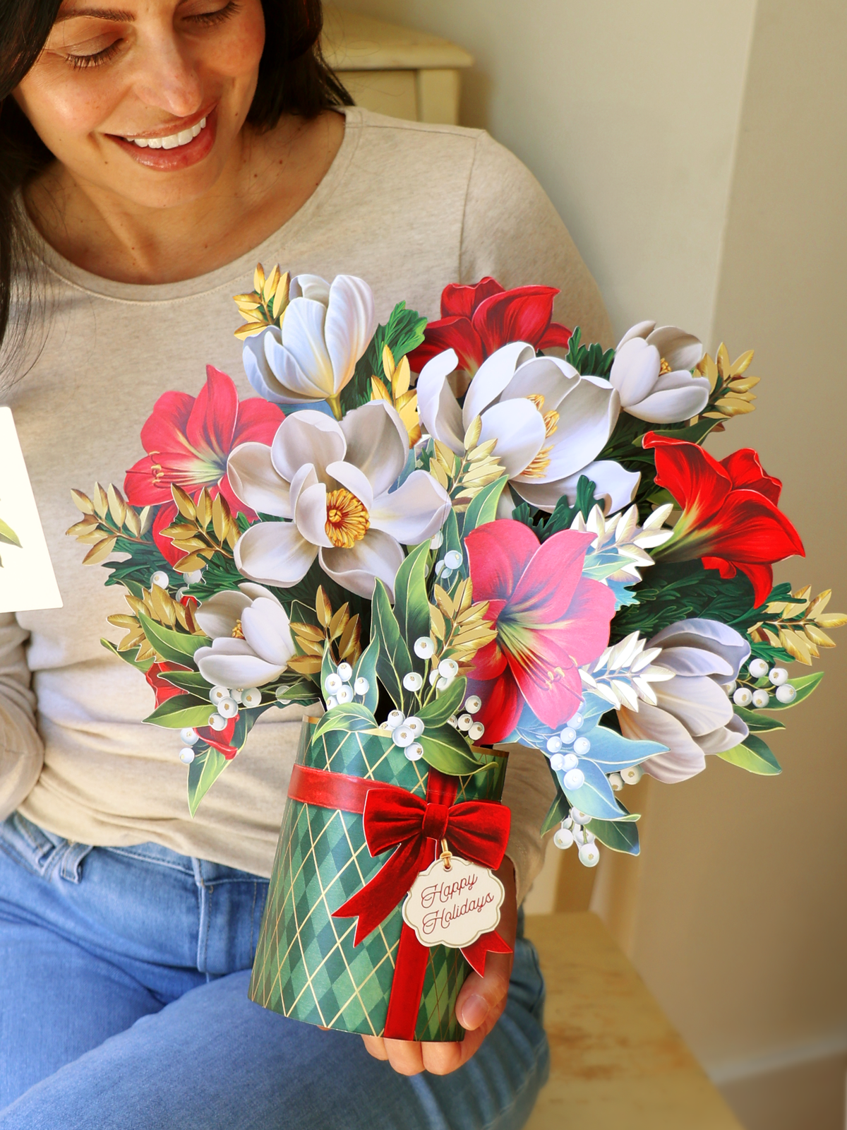 Golden Mistletoe Pop-Up Greeting Card