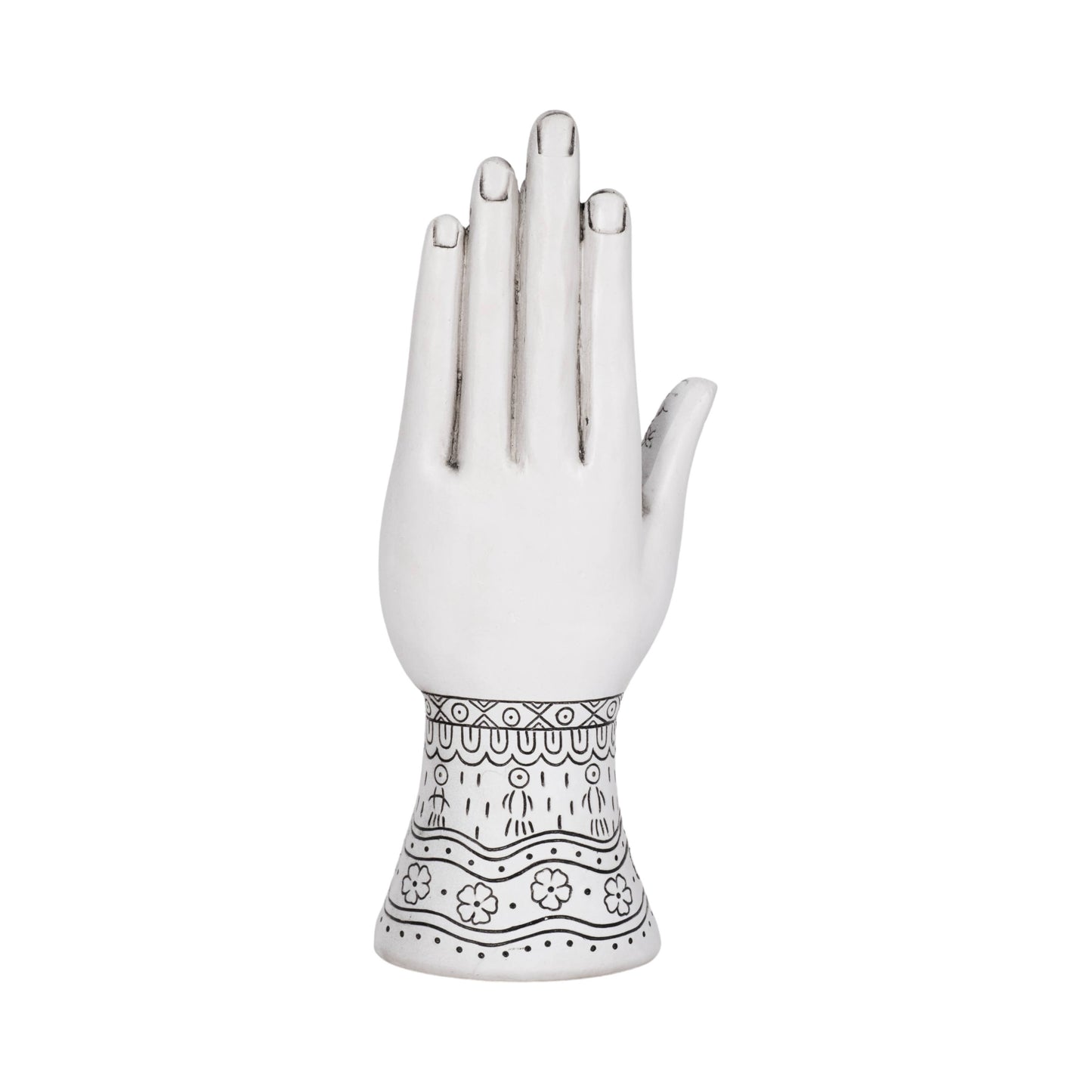Resin Symbolic Eye Tattoo Hand Sculpture - White, 10 in.