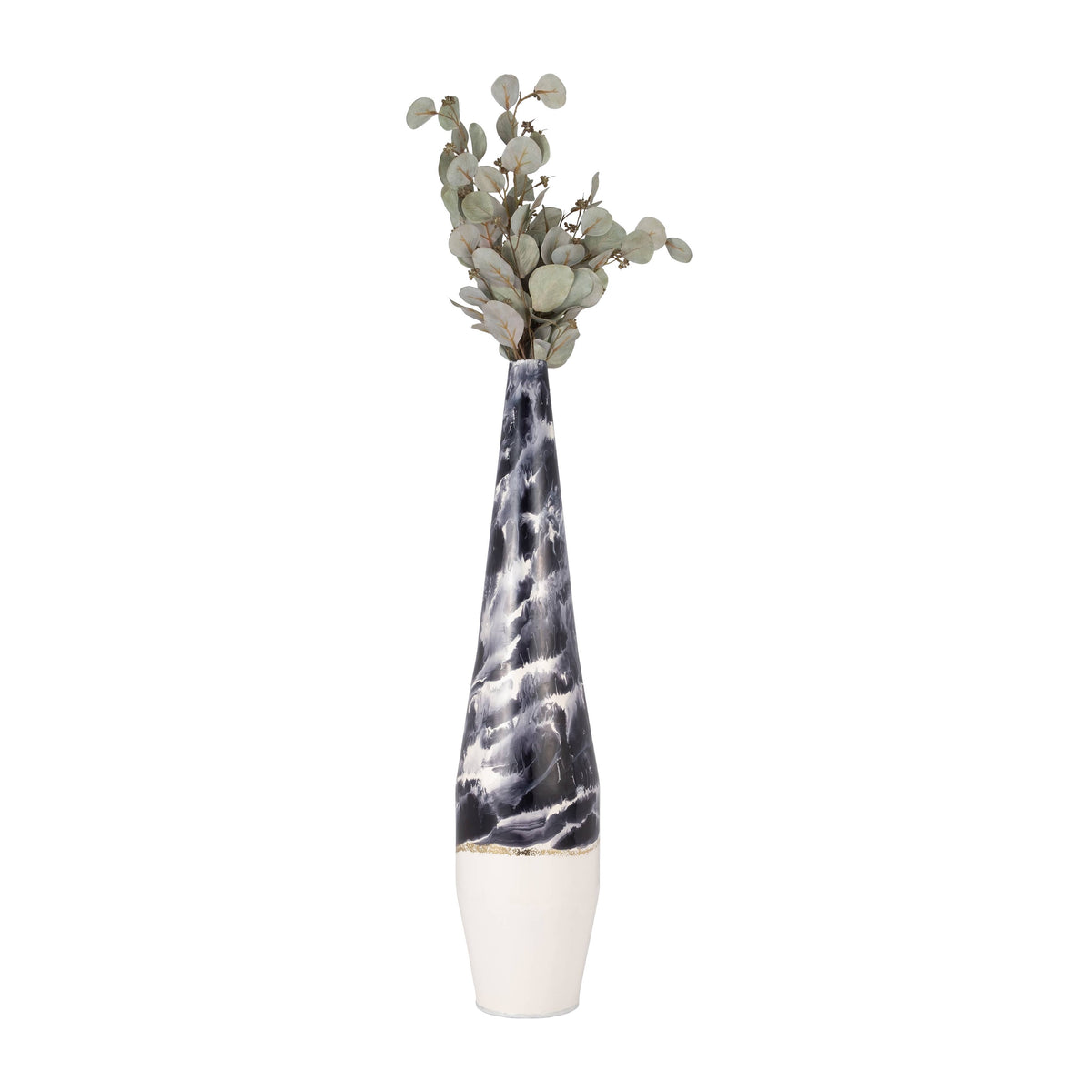 Decorative Vase - Blue/Ivory Metal Tapered Neptune, 35 in.