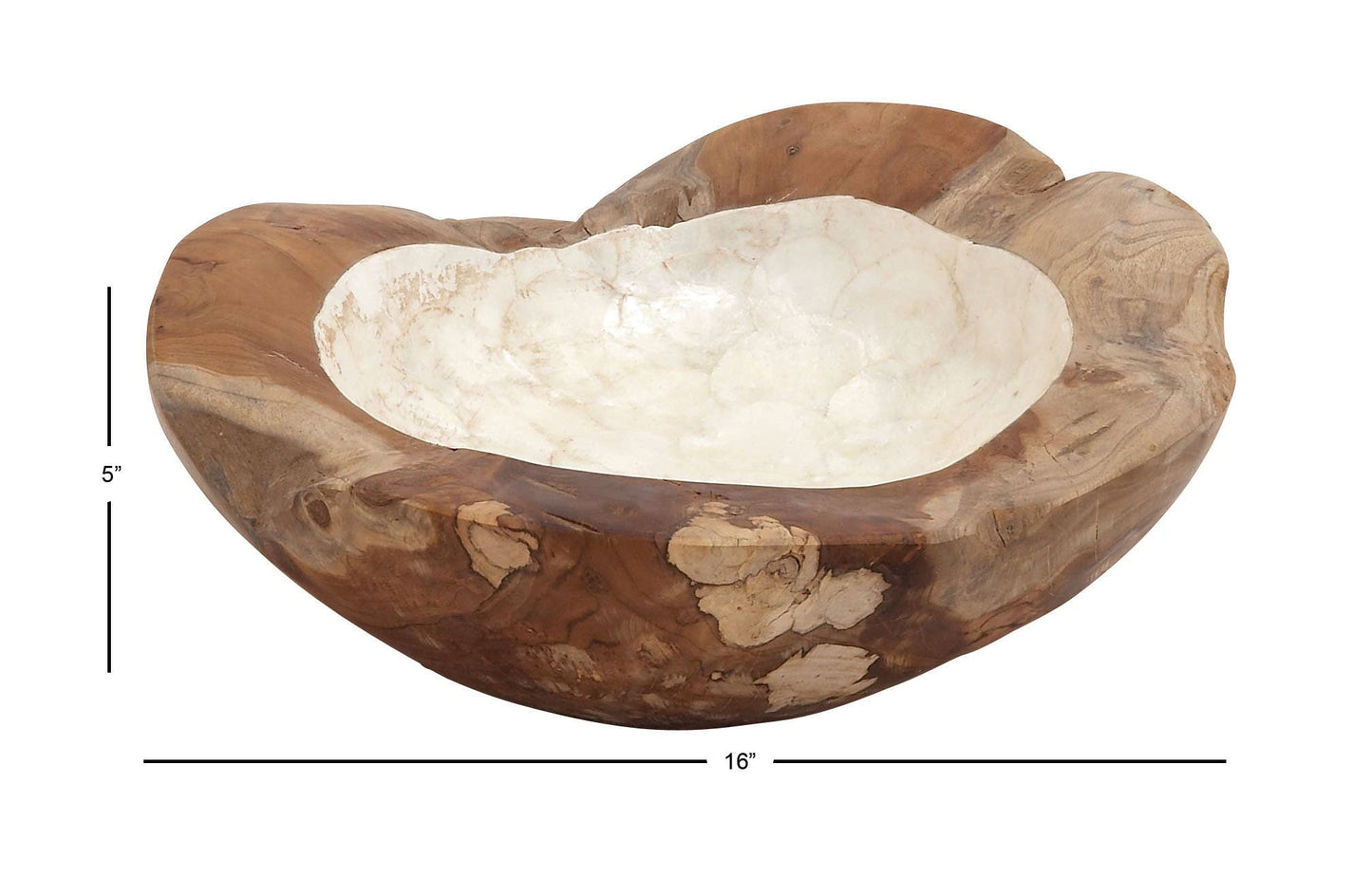 Bohemian Brown Teak Wood Decorative Bowl - Capiz Interior
