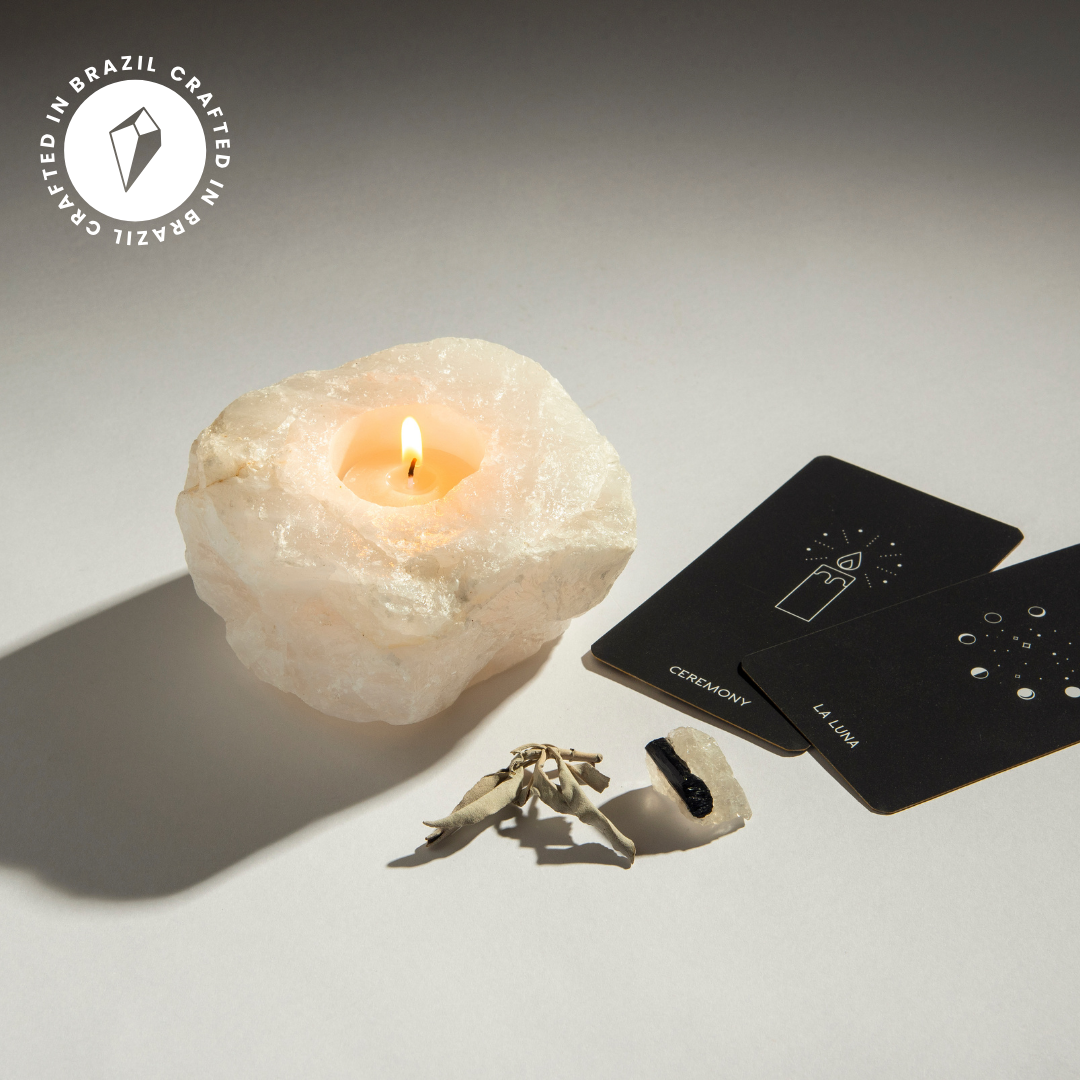 Quartz Crystal Candle Holders - Crafted in Brazil