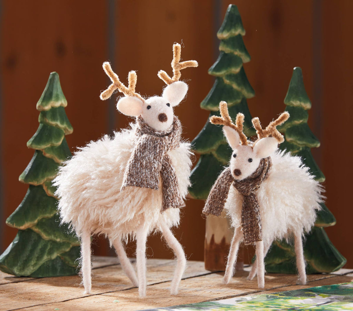 Large Reindeer With Scarf Holiday Decor White Multi