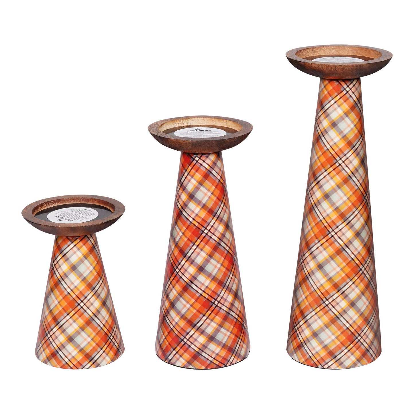 Plaid Candle Holder Set of 3
