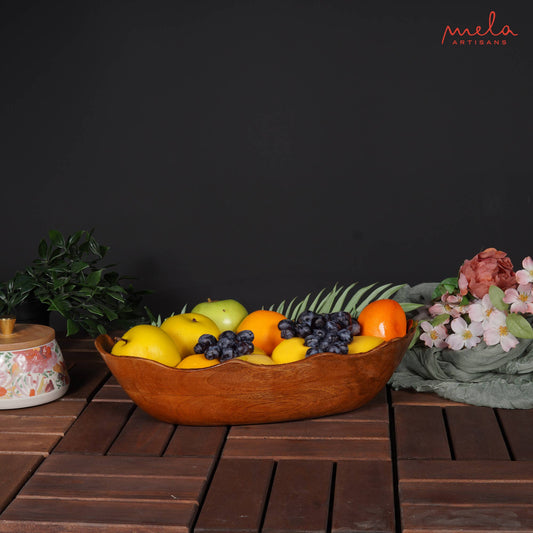 Oblong Scallop Bowl - Mangowood, Medium Polish