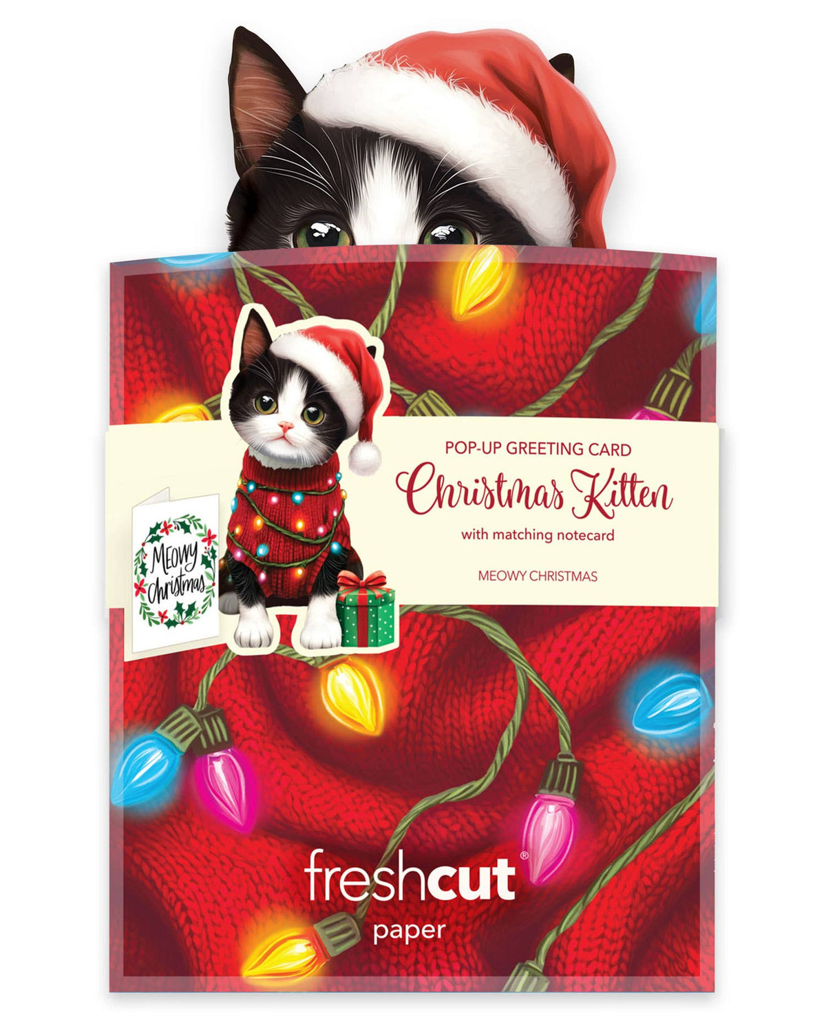 Mini Christmas Kitten Pop-up Greeting Card