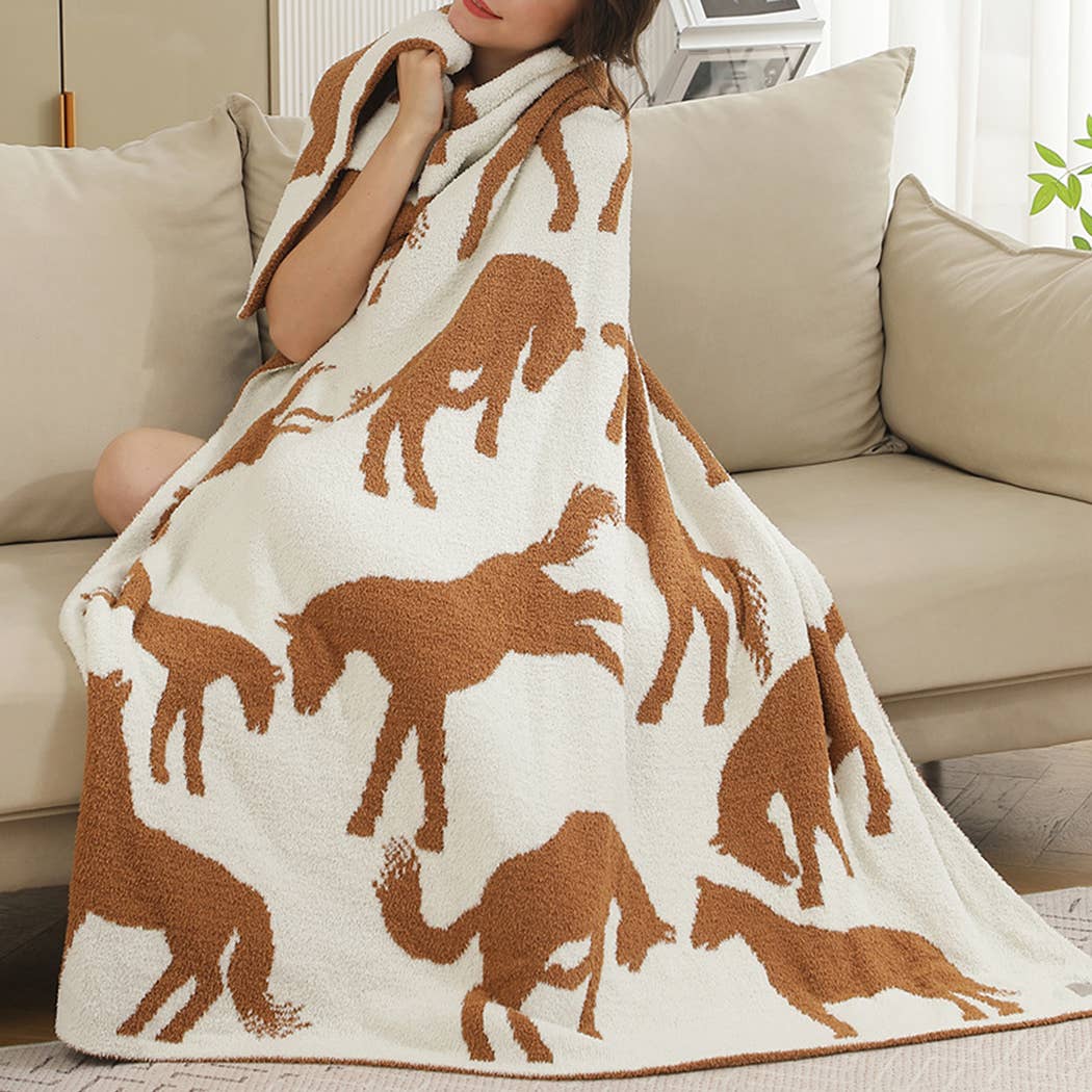 Butterfly OR Horse Print Cozy Soft Throw Blanket