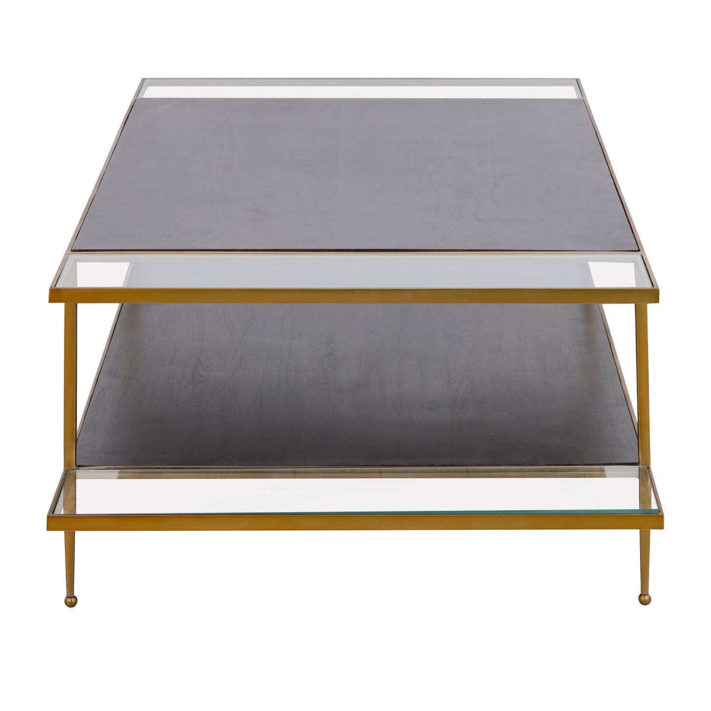 Carrick Modern 2-Tier Brass Metal and Wood Coffee Table