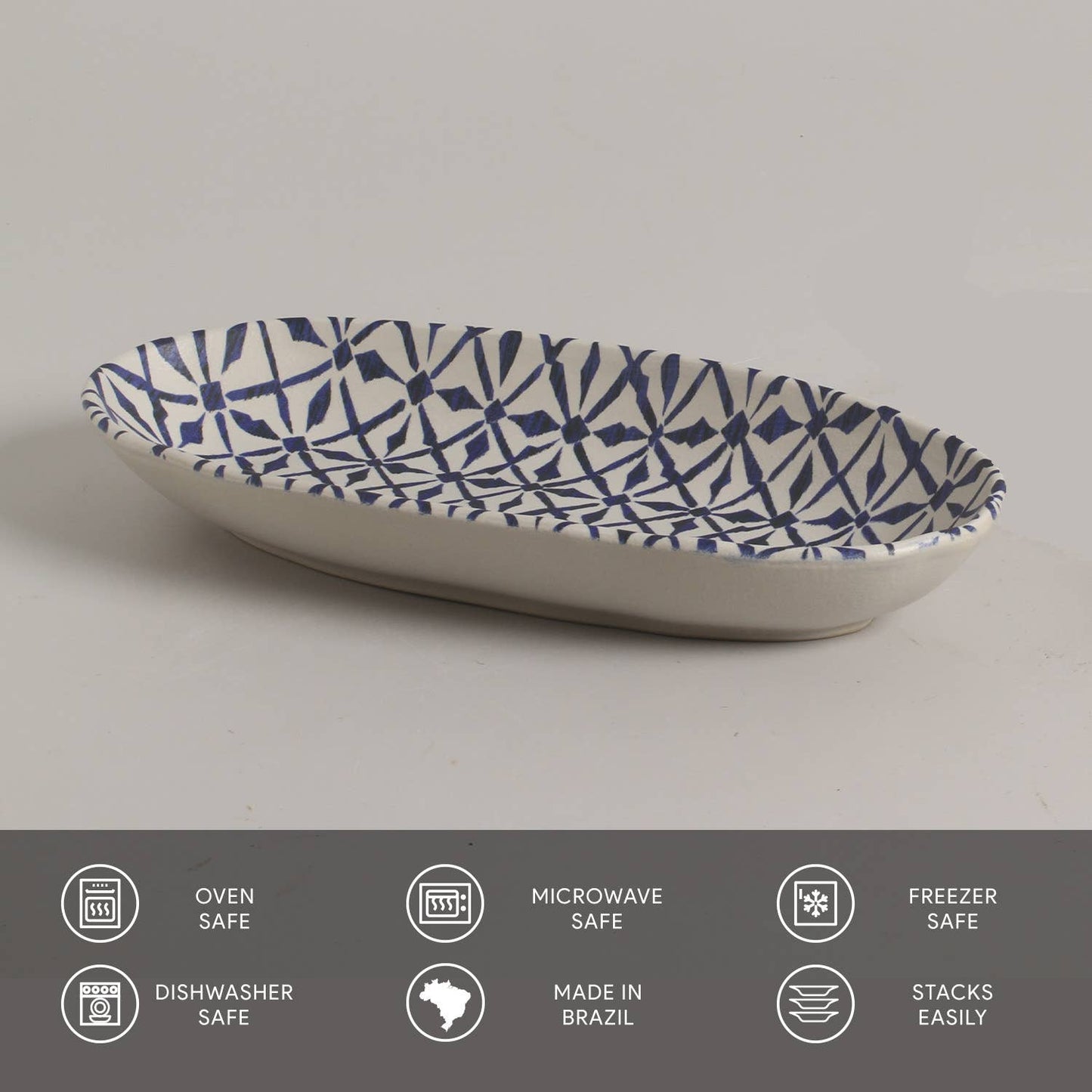 Deep Oval Platter Large 12.6 x 6.3" Set of 2 designs Maya
