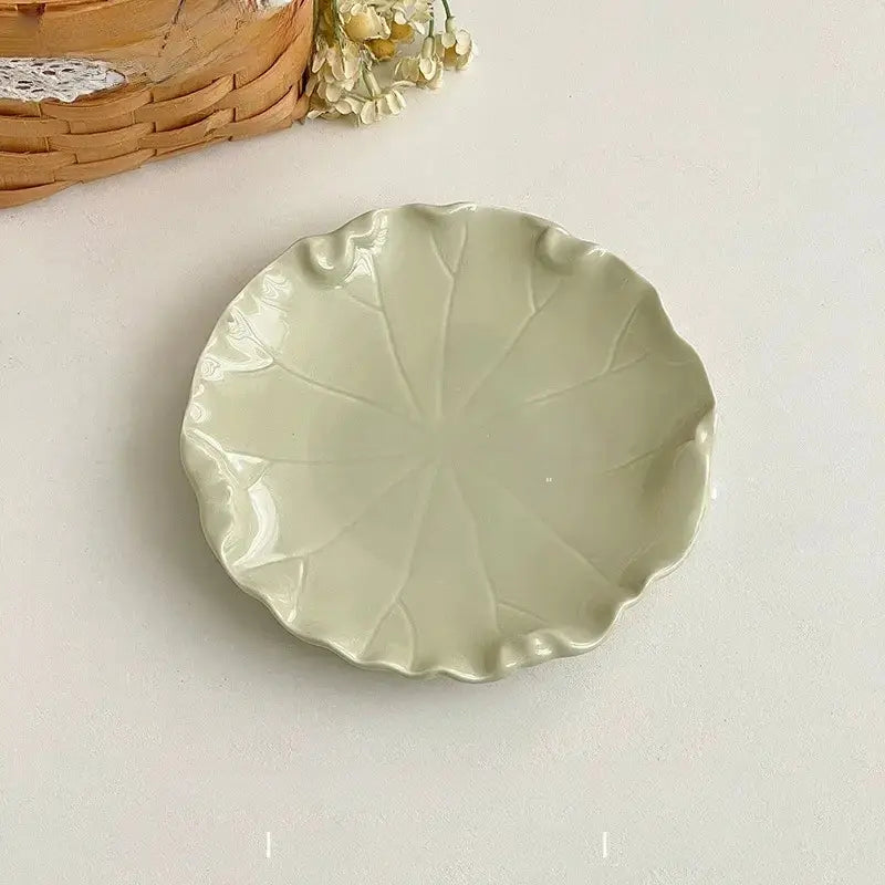 Elegant 6" Ceramic Leaf Dessert & Appetizer Plate (4 colors)