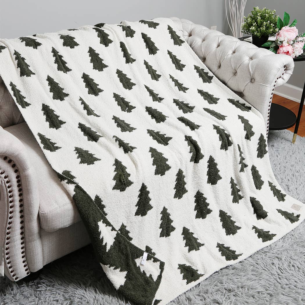 Christmas Trees Pattern Print Cozy Soft Throw Blanket