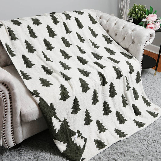 Christmas Trees Pattern Print Cozy Soft Throw Blanket