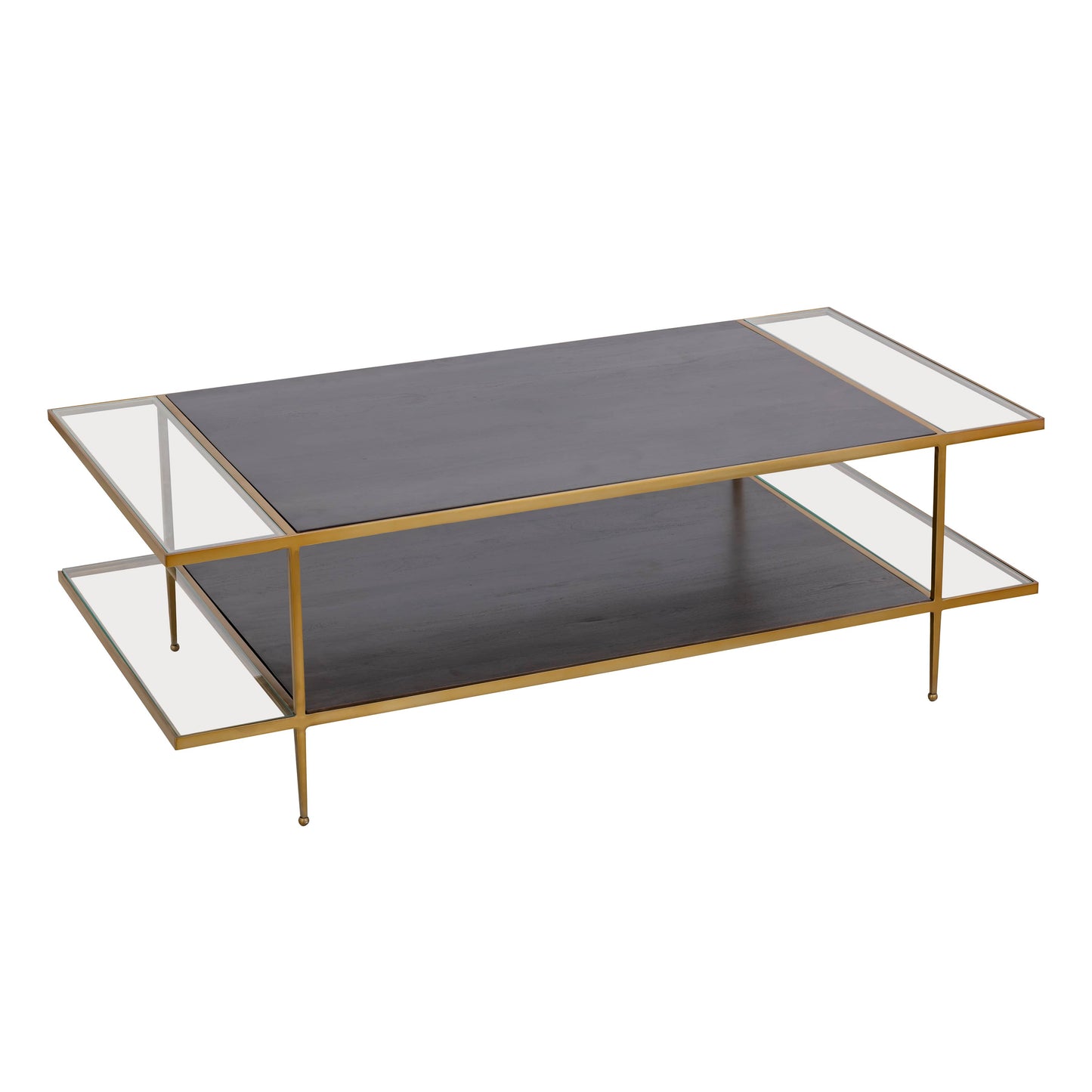 Carrick Modern 2-Tier Brass Metal and Wood Coffee Table